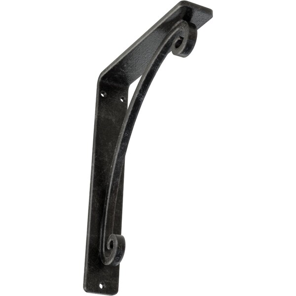 Ekena Millwork Legacy Wrought Iron Bracket, (Single center brace), Antiqued Silver 1 1/2"W x 5 1/2"D x 8"H BKTM01X05X08SLEASV - main